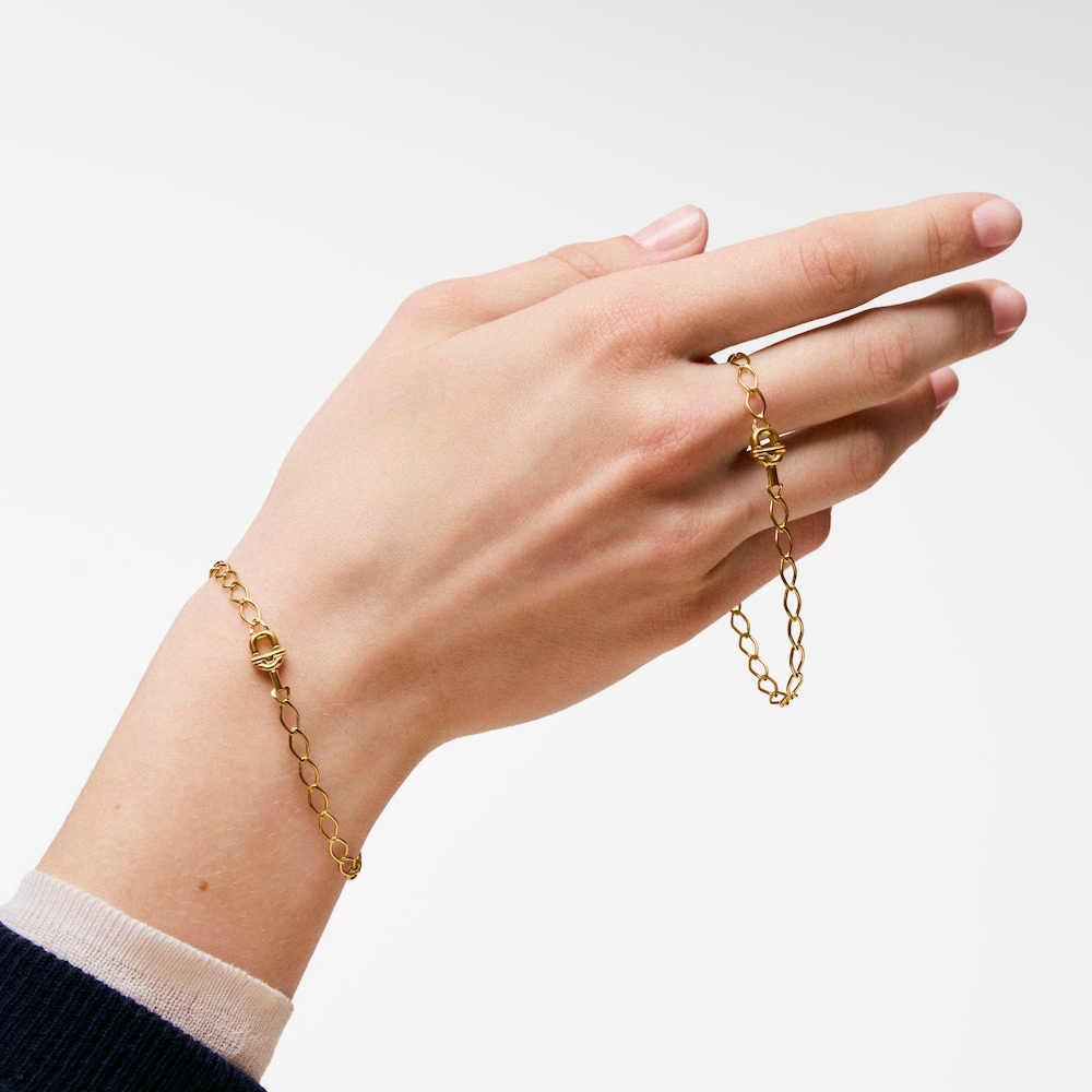 Pulsera cadena romboidal con ba&ntilde;o de oro 18 kt sobre plata TOUS MANIFESTO
