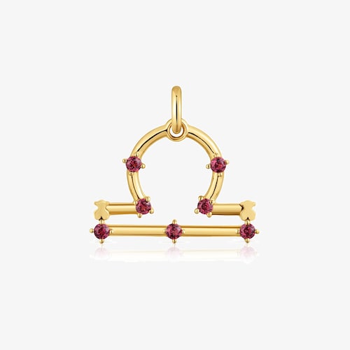Pendente Bilancia in argento placcato oro 18&nbsp;kt e rodolite TOUS Zodiaco