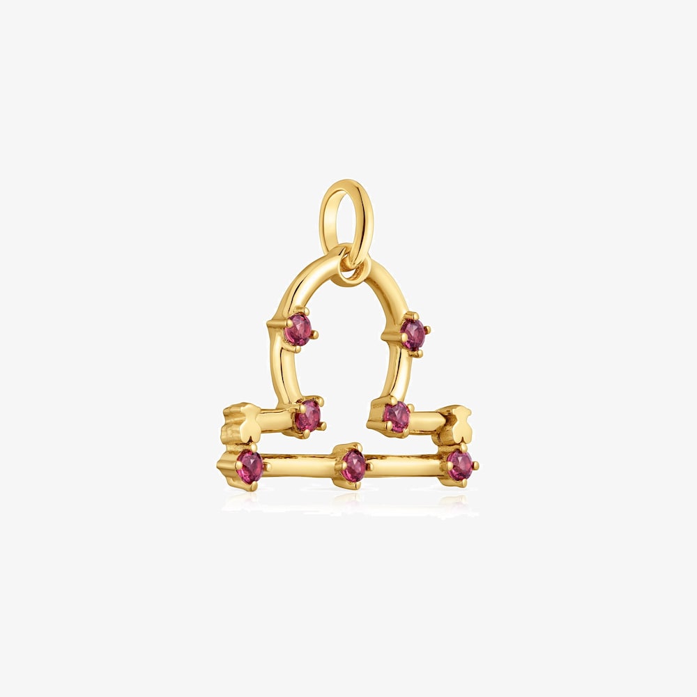 Pendentif Balance en argent plaqu&eacute; or 18&nbsp;ct et rhodolite TOUS Zodiaco