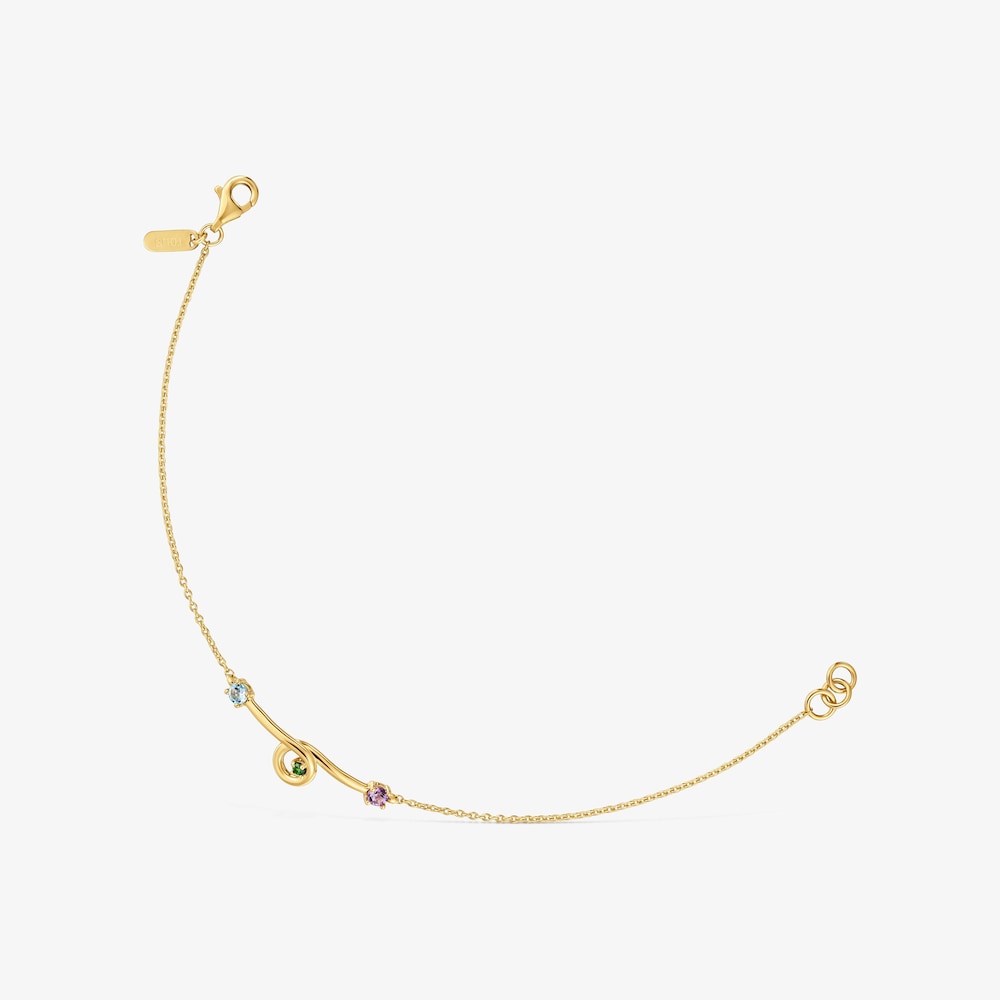 Pulsera cadena con ba&ntilde;o de oro 18&nbsp;kt sobre plata y gemas Lio 