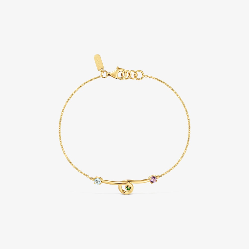 Pulsera cadena con ba&ntilde;o de oro 18&nbsp;kt sobre plata y gemas Lio 