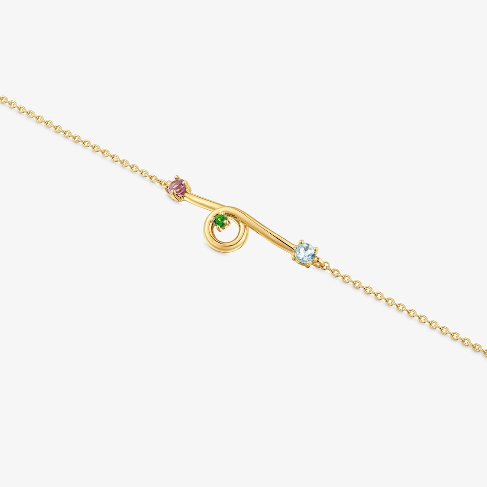 Pulsera cadena con ba&ntilde;o de oro 18&nbsp;kt sobre plata y gemas Lio 