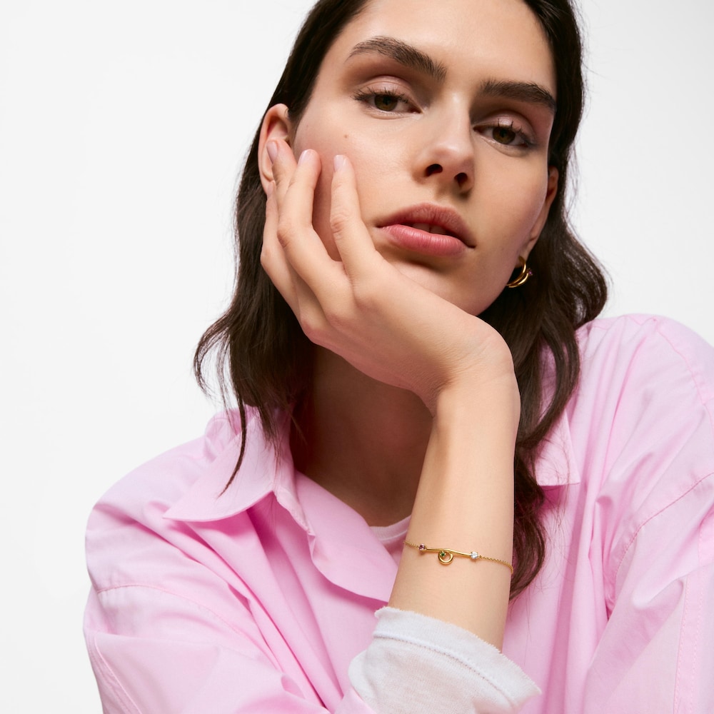 Pulsera cadena con ba&ntilde;o de oro 18&nbsp;kt sobre plata y gemas Lio 