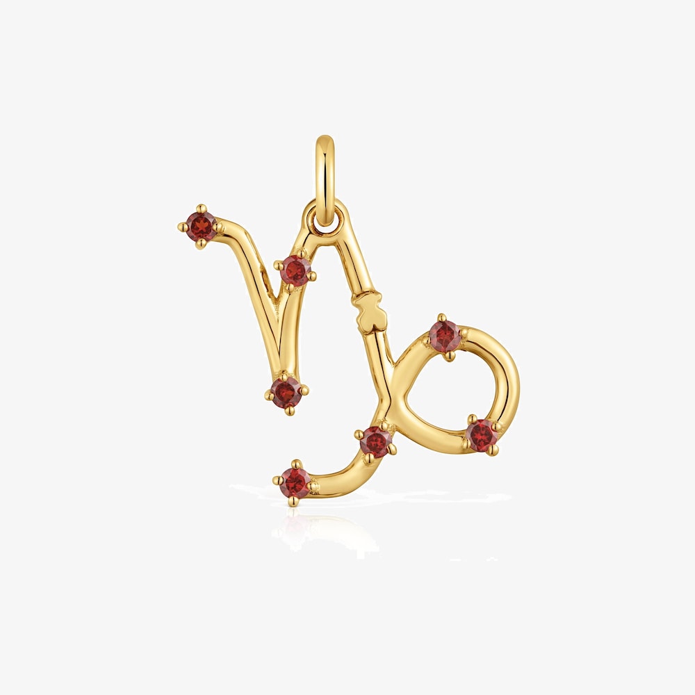 Pendentif Capricorne en argent plaqu&eacute; or 18&nbsp;ct et grenat TOUS Zodiaco