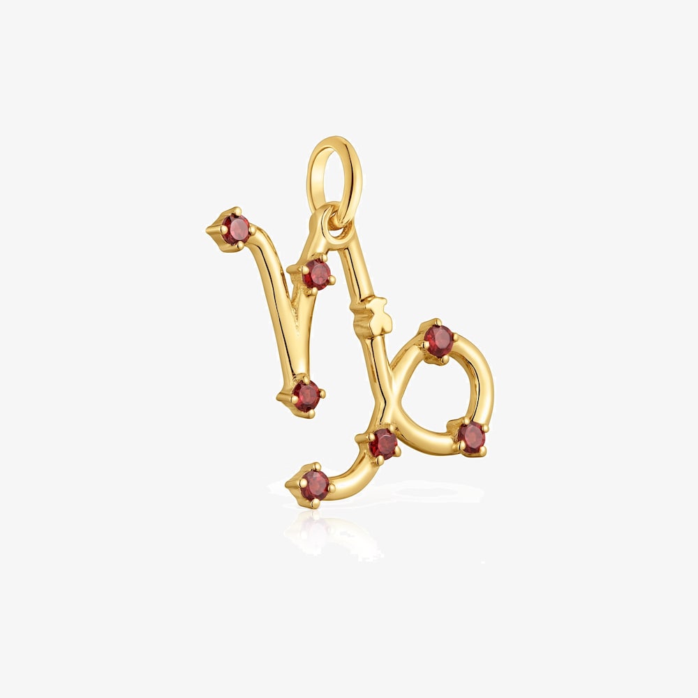 Pendentif Capricorne en argent plaqu&eacute; or 18&nbsp;ct et grenat TOUS Zodiaco
