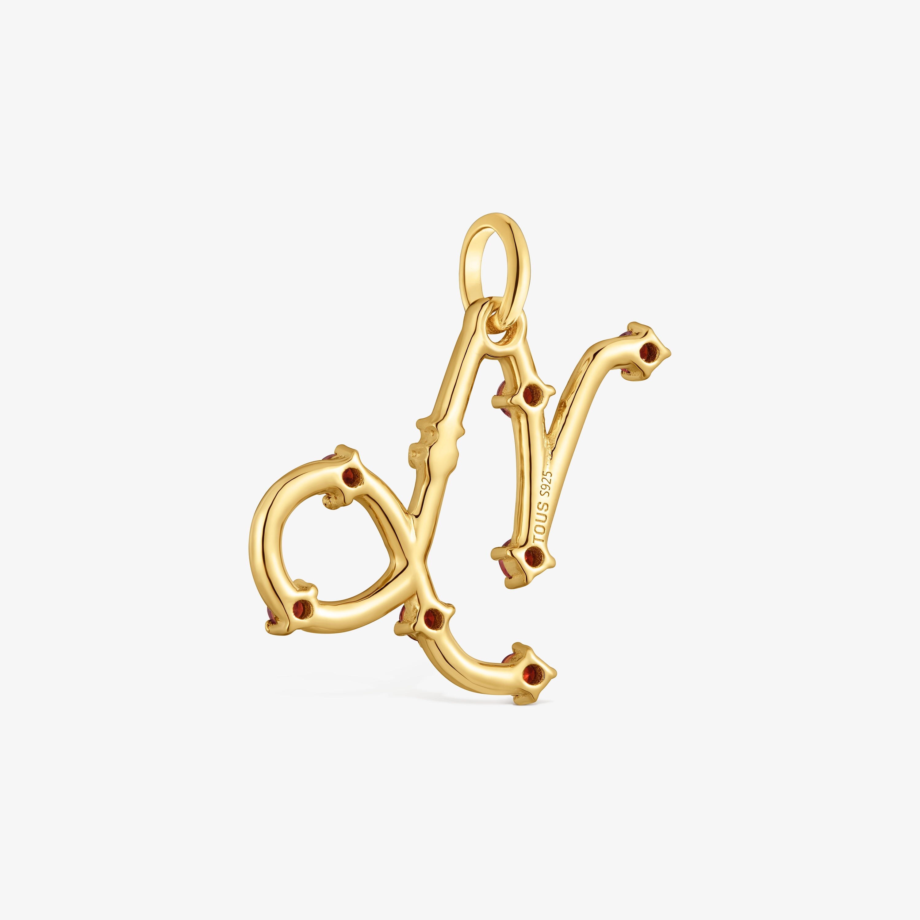 Capricorn Pendant with 18kt gold vermeil and garnet TOUS Zodiaco