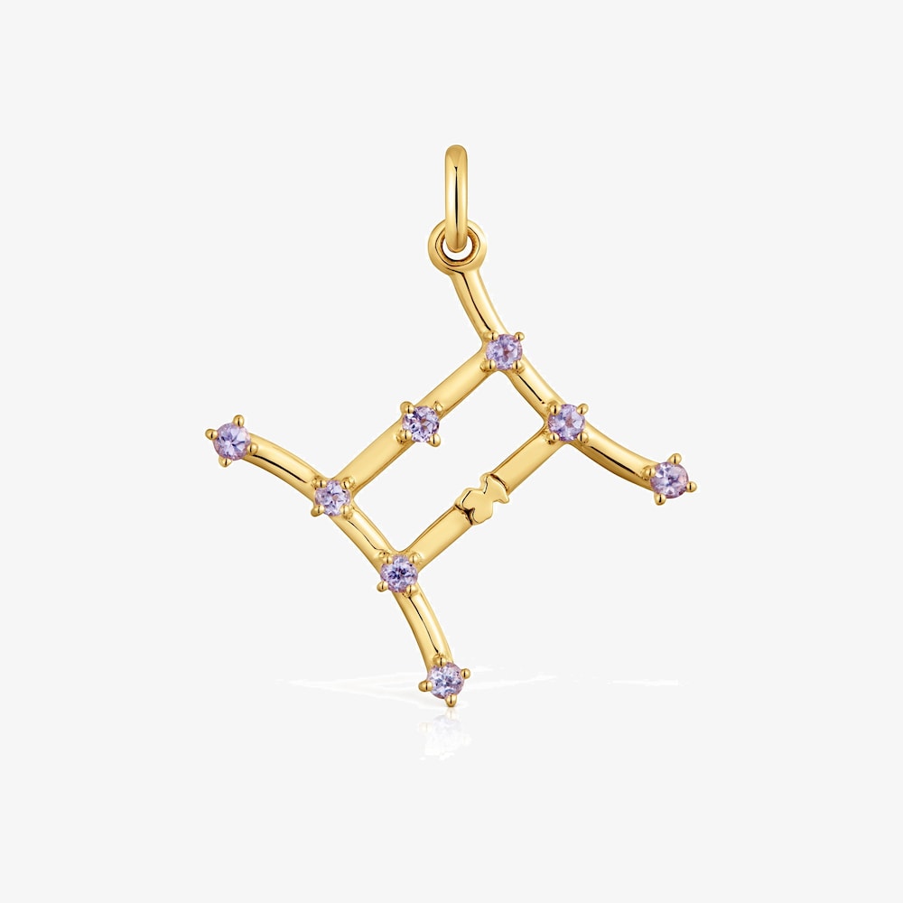 Pendentif G&eacute;meaux en argent plaqu&eacute; or 18&nbsp;ct et tanzanite TOUS Zodiaco