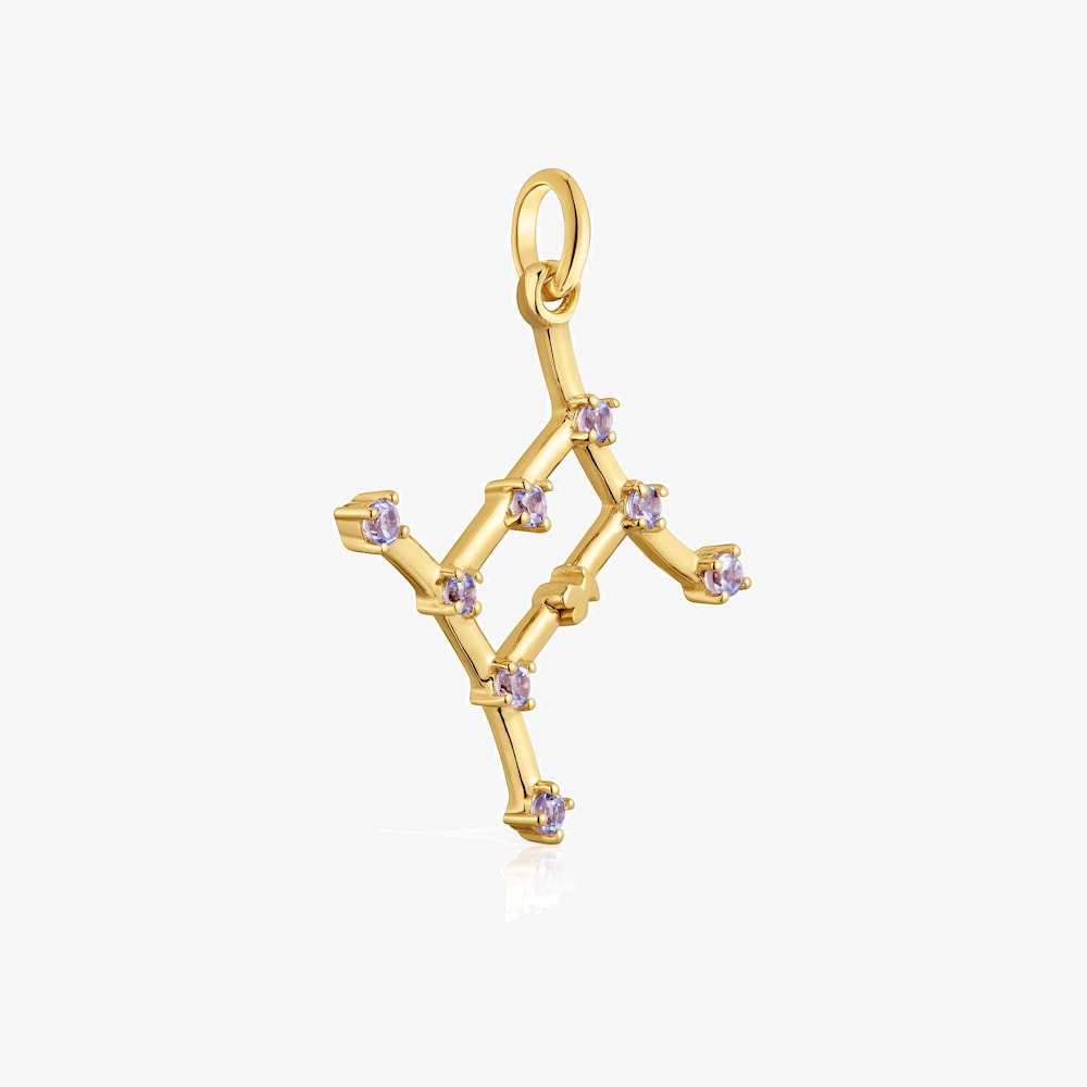 Pendentif G&eacute;meaux en argent plaqu&eacute; or 18&nbsp;ct et tanzanite TOUS Zodiaco