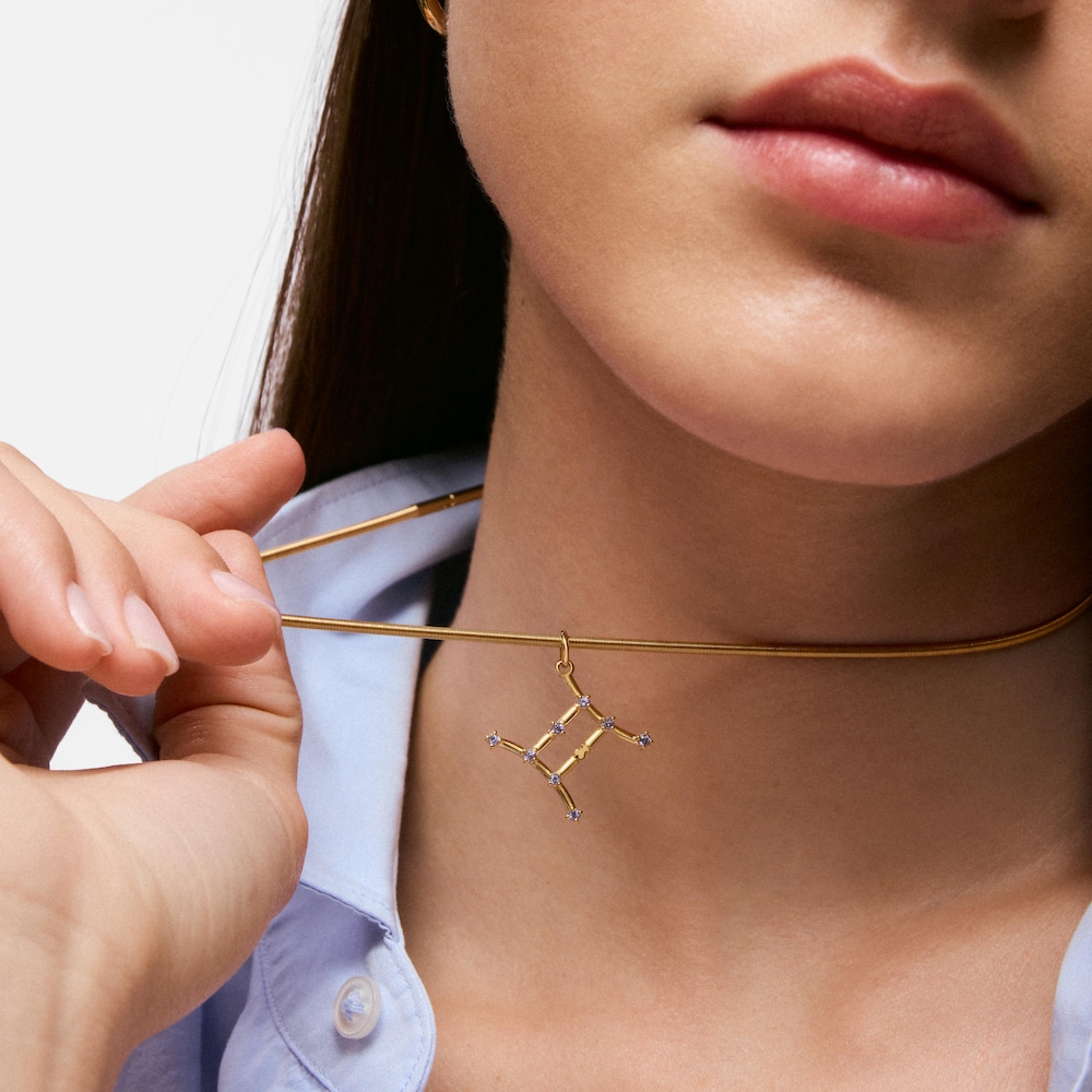 Pendentif G&eacute;meaux en argent plaqu&eacute; or 18&nbsp;ct et tanzanite TOUS Zodiaco