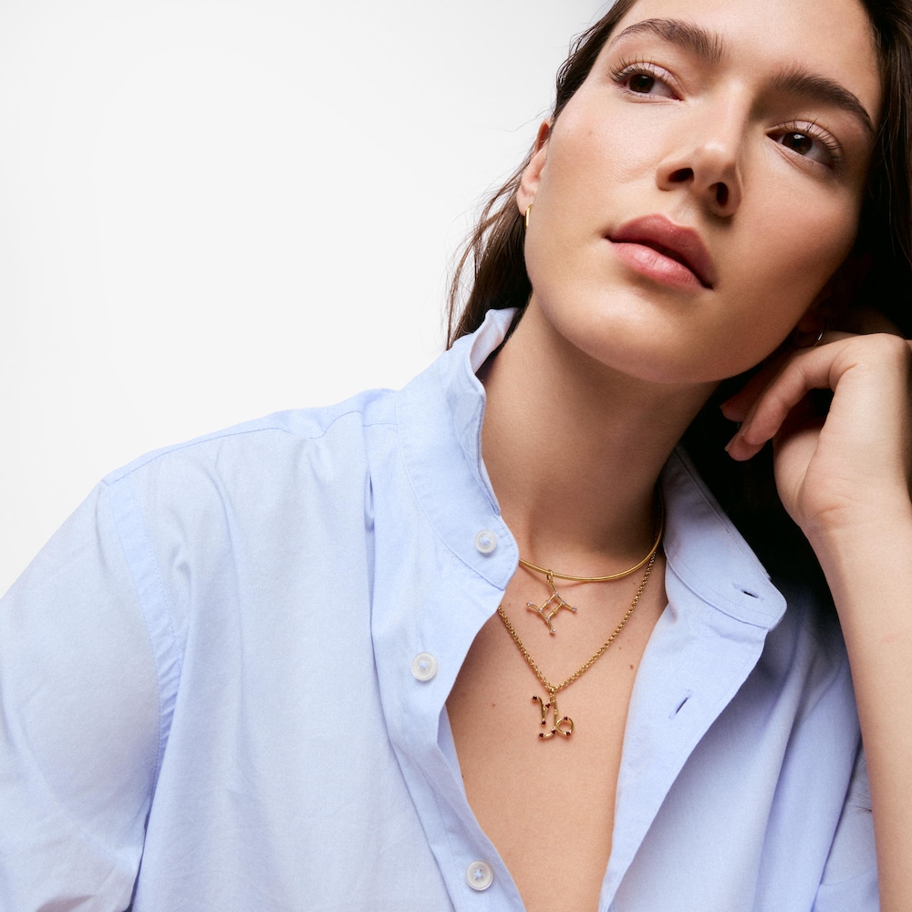 Pendentif G&eacute;meaux en argent plaqu&eacute; or 18&nbsp;ct et tanzanite TOUS Zodiaco