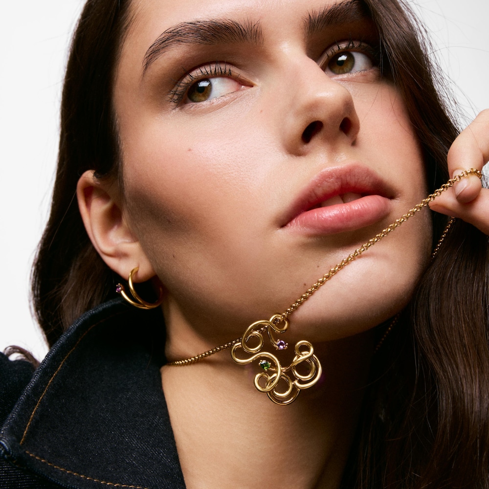 Pingente urso com banho de ouro de 18&nbsp;K sobre prata e pedras preciosas TOUS Lio