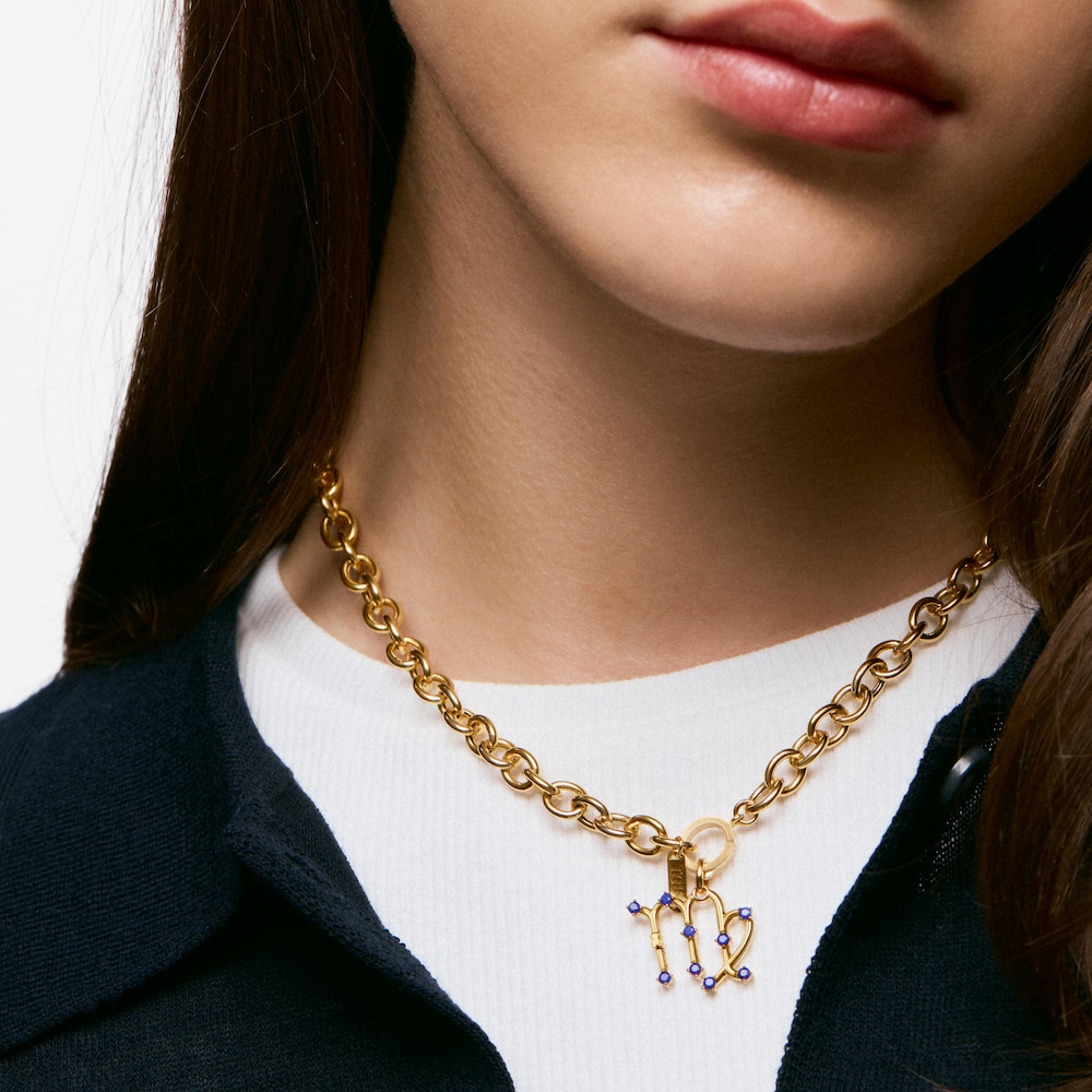 Pendentif Vierge en argent plaqu&eacute; or 18&nbsp;ct et lapis-lazuli TOUS Zodiaco