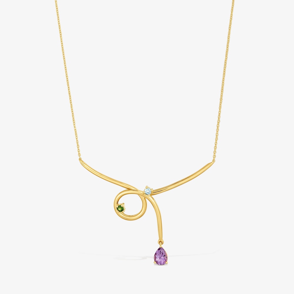 Collier cha&icirc;ne en argent plaqu&eacute; or 18&nbsp;ct et pierres pr&eacute;cieuses TOUS Lio 