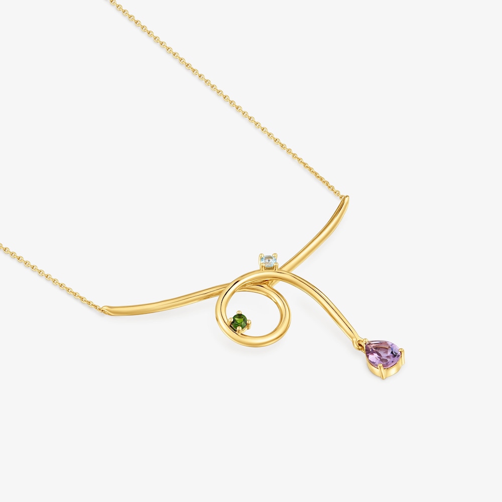 Collier cha&icirc;ne en argent plaqu&eacute; or 18&nbsp;ct et pierres pr&eacute;cieuses TOUS Lio 