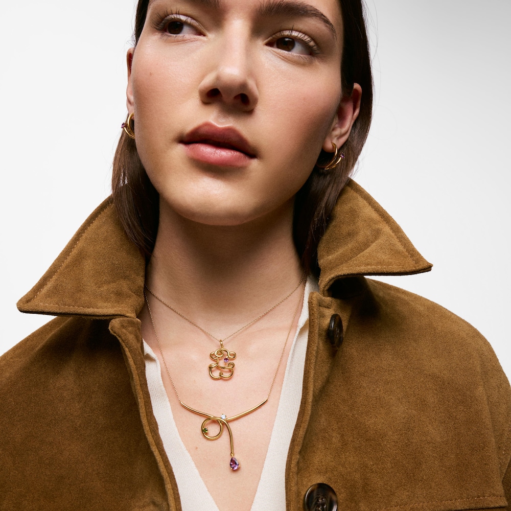 Collier cha&icirc;ne en argent plaqu&eacute; or 18&nbsp;ct et pierres pr&eacute;cieuses TOUS Lio 