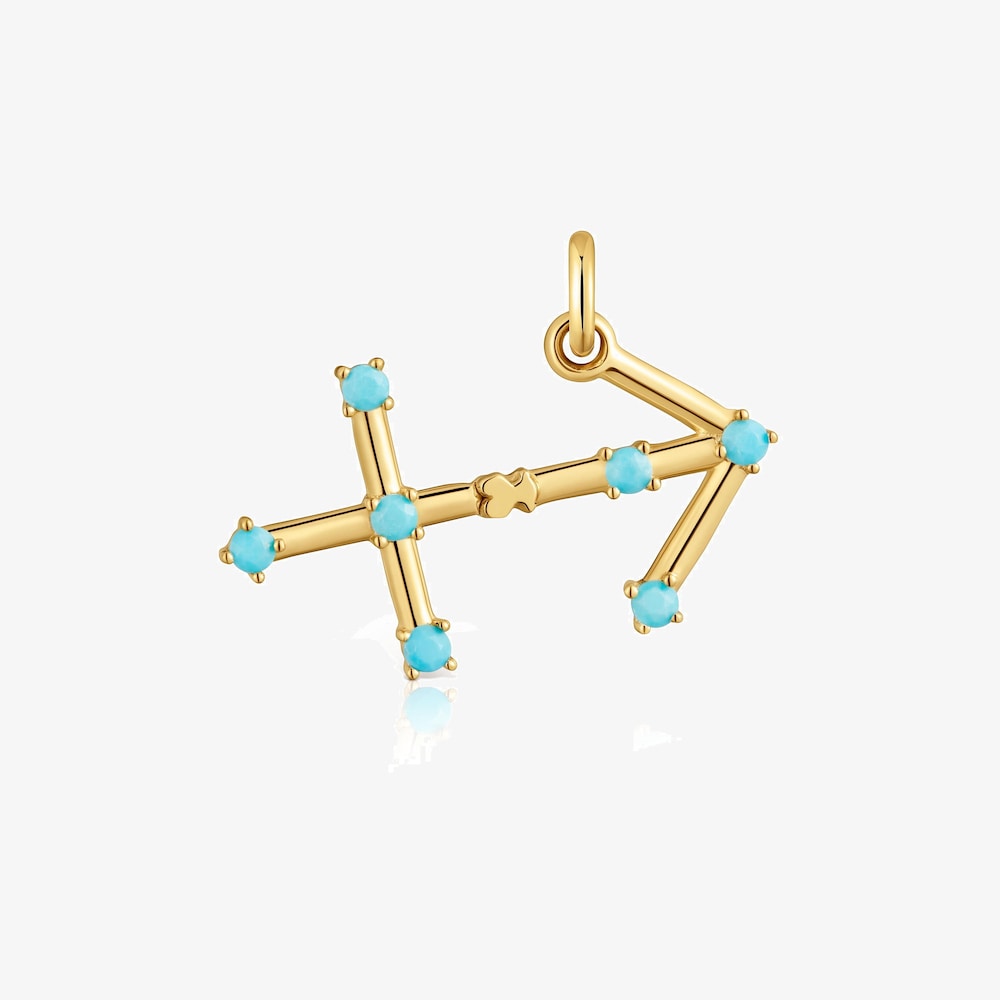Pendentif Sagittaire en argent plaqu&eacute; or 18&nbsp;ct et turquoise TOUS Zodiaco