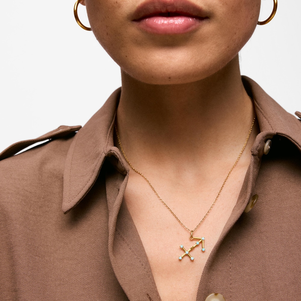 Pr&iacute;vesok strelca pozl&aacute;ten&yacute; 18 kt zlatom s tyrkysom TOUS Zodiaco