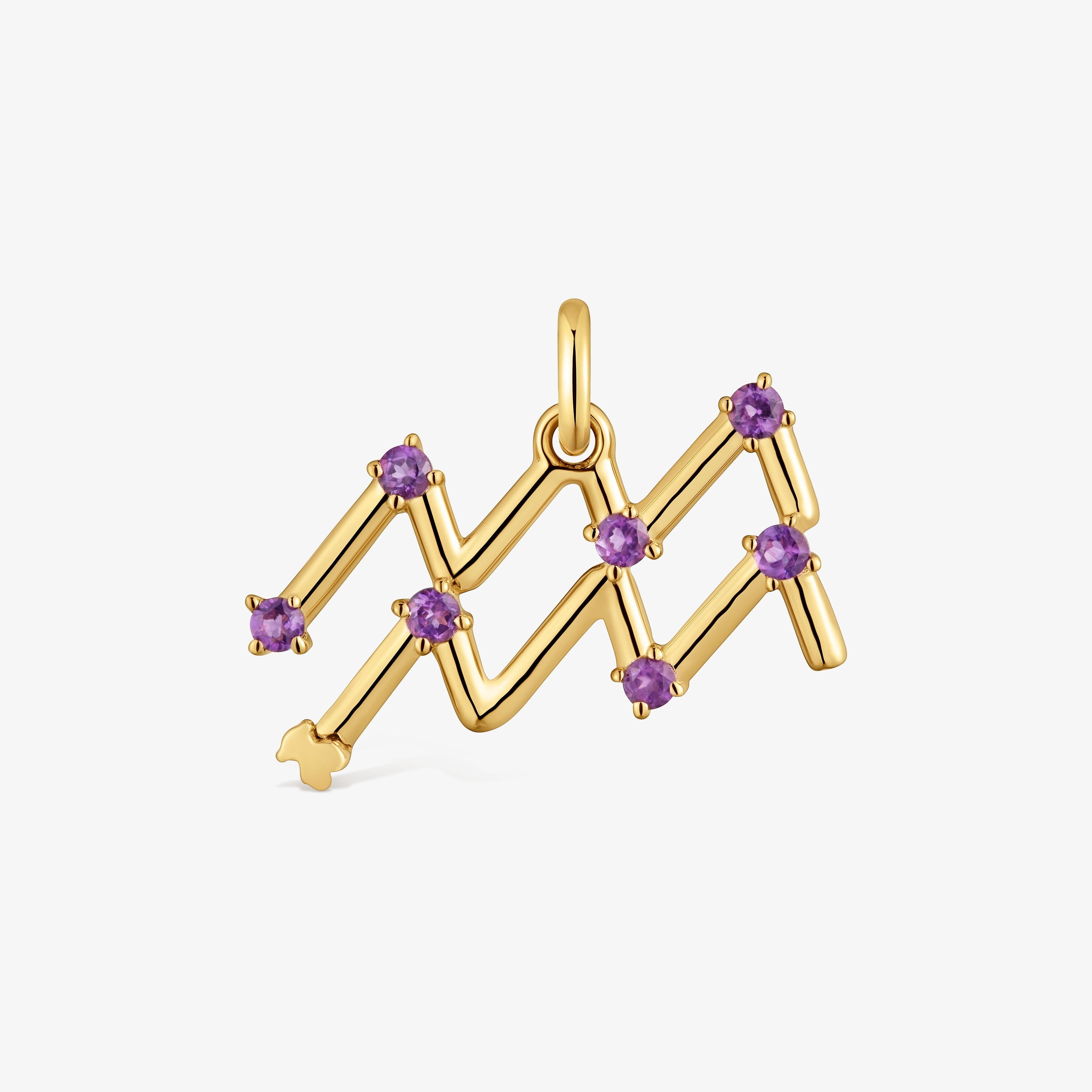Aquarius Pendant with 18kt gold vermeil and amethyst TOUS Zodiaco