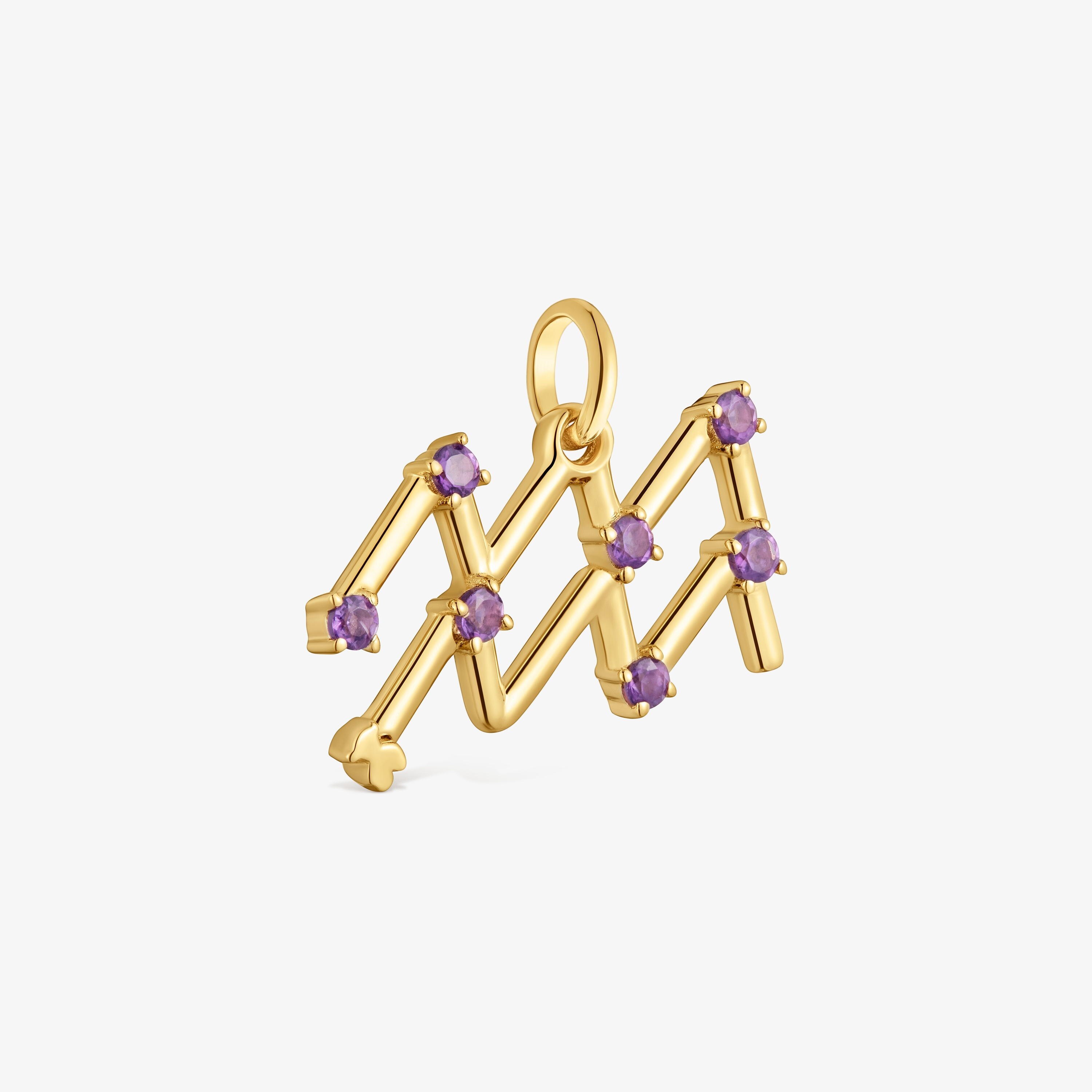 Aquarius Pendant with 18kt gold vermeil and amethyst TOUS Zodiaco
