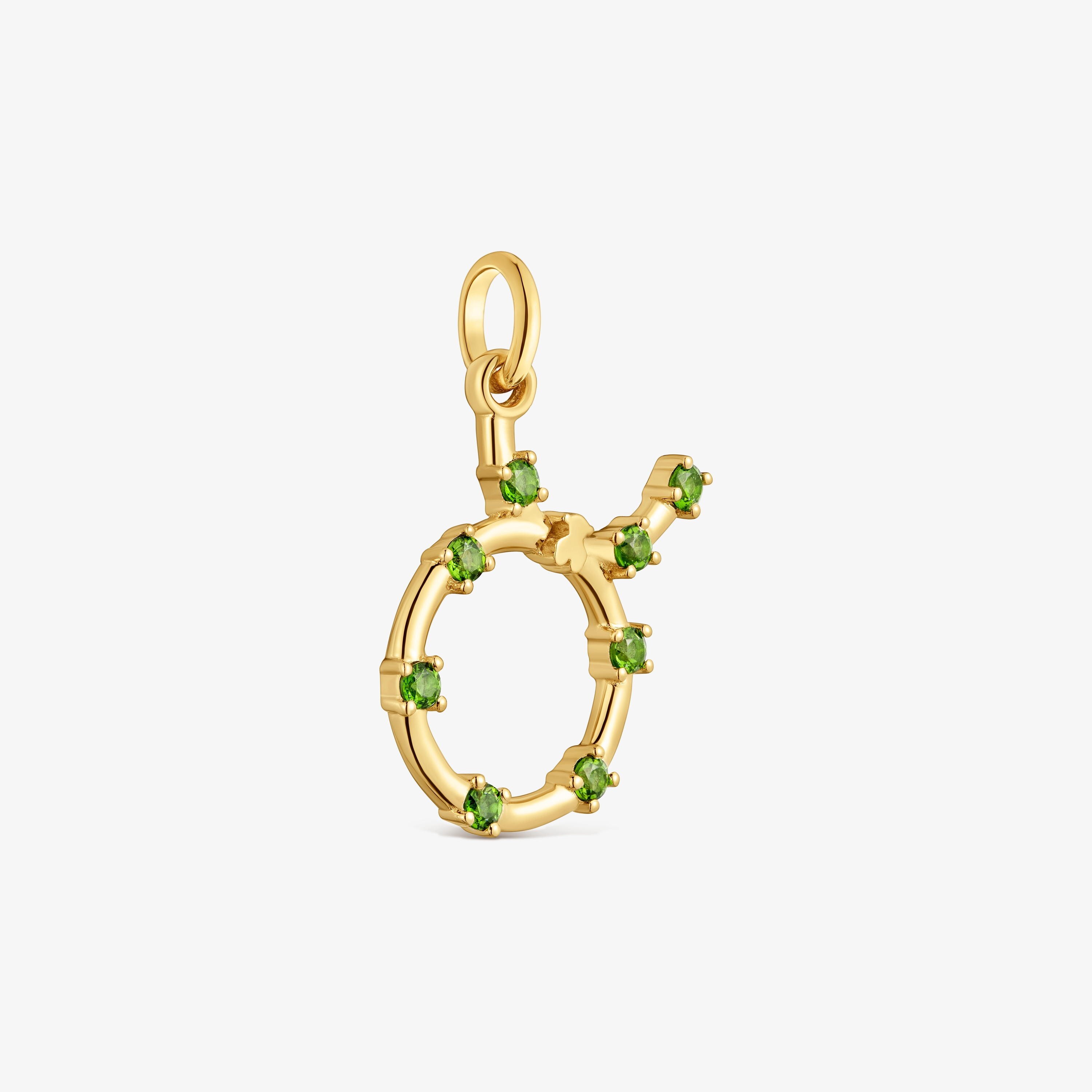 Taurus Pendant with 18kt gold vermeil and chrome diopside TOUS Zodiaco