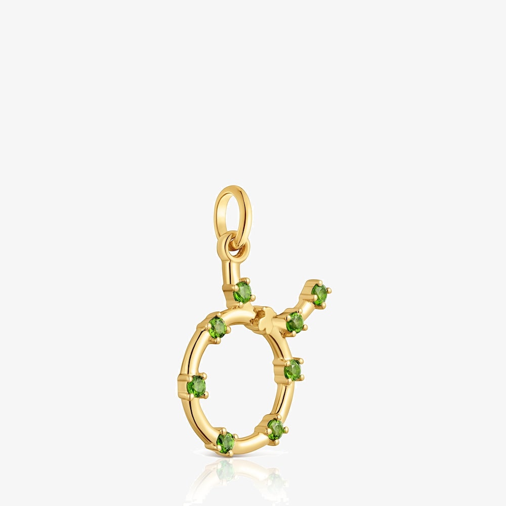 Pendentif Taureau en argent plaqu&eacute; or 18&nbsp;ct et chromo-diopside TOUS Zodiaco