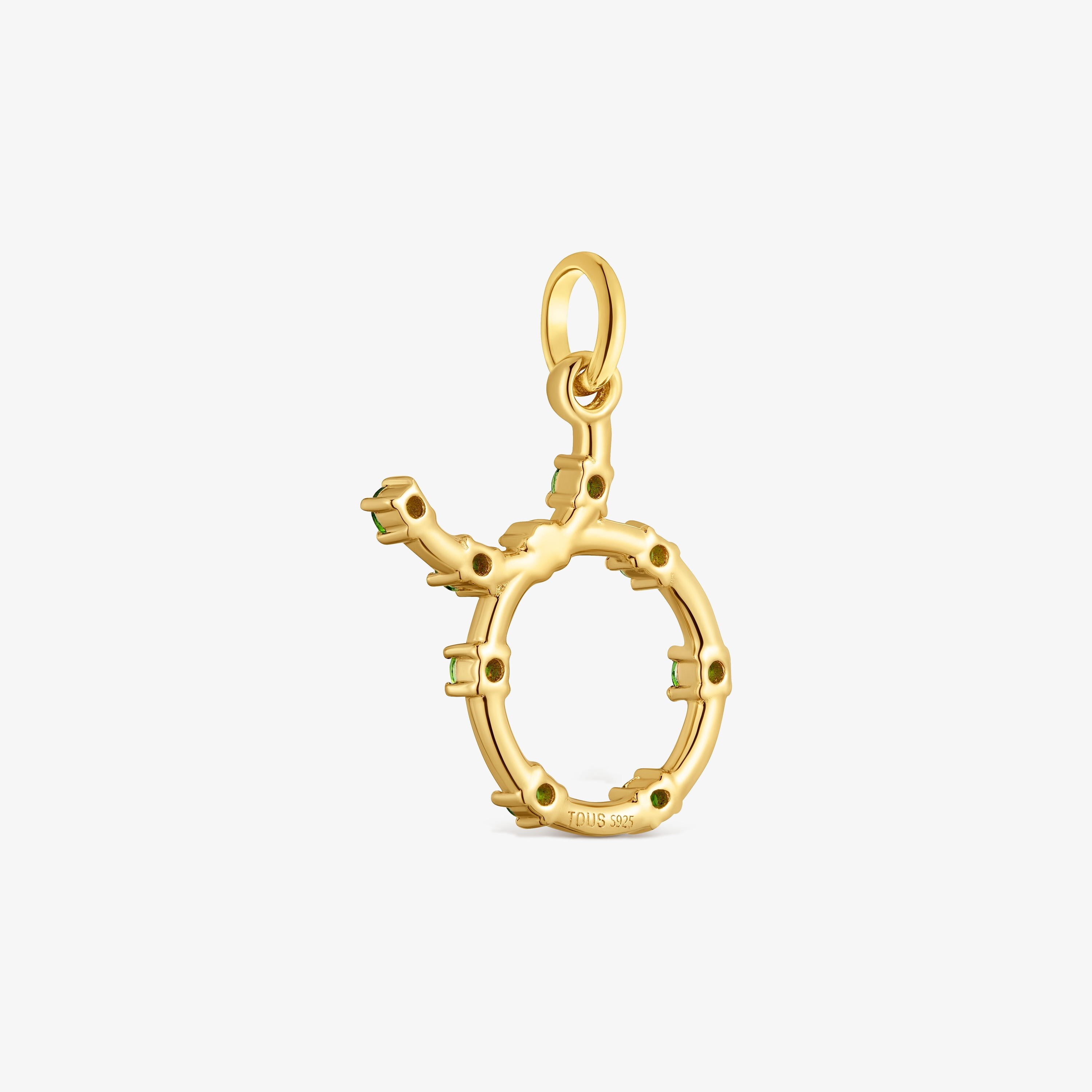 Taurus Pendant with 18kt gold vermeil and chrome diopside TOUS Zodiaco