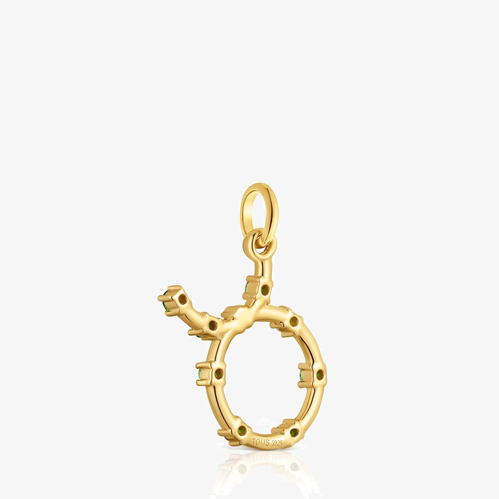 Pendentif Taureau en argent plaqu&eacute; or 18&nbsp;ct et chromo-diopside TOUS Zodiaco