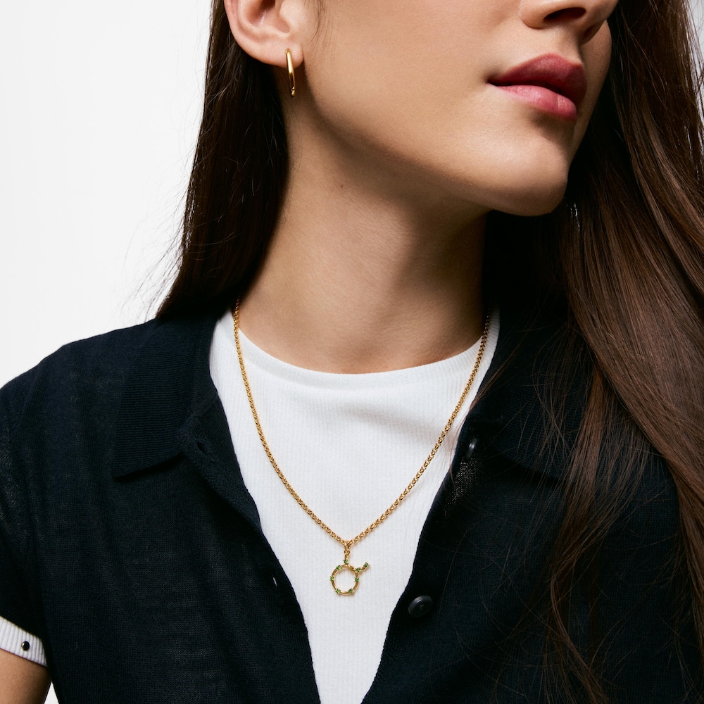 Pendentif Taureau en argent plaqu&eacute; or 18&nbsp;ct et chromo-diopside TOUS Zodiaco