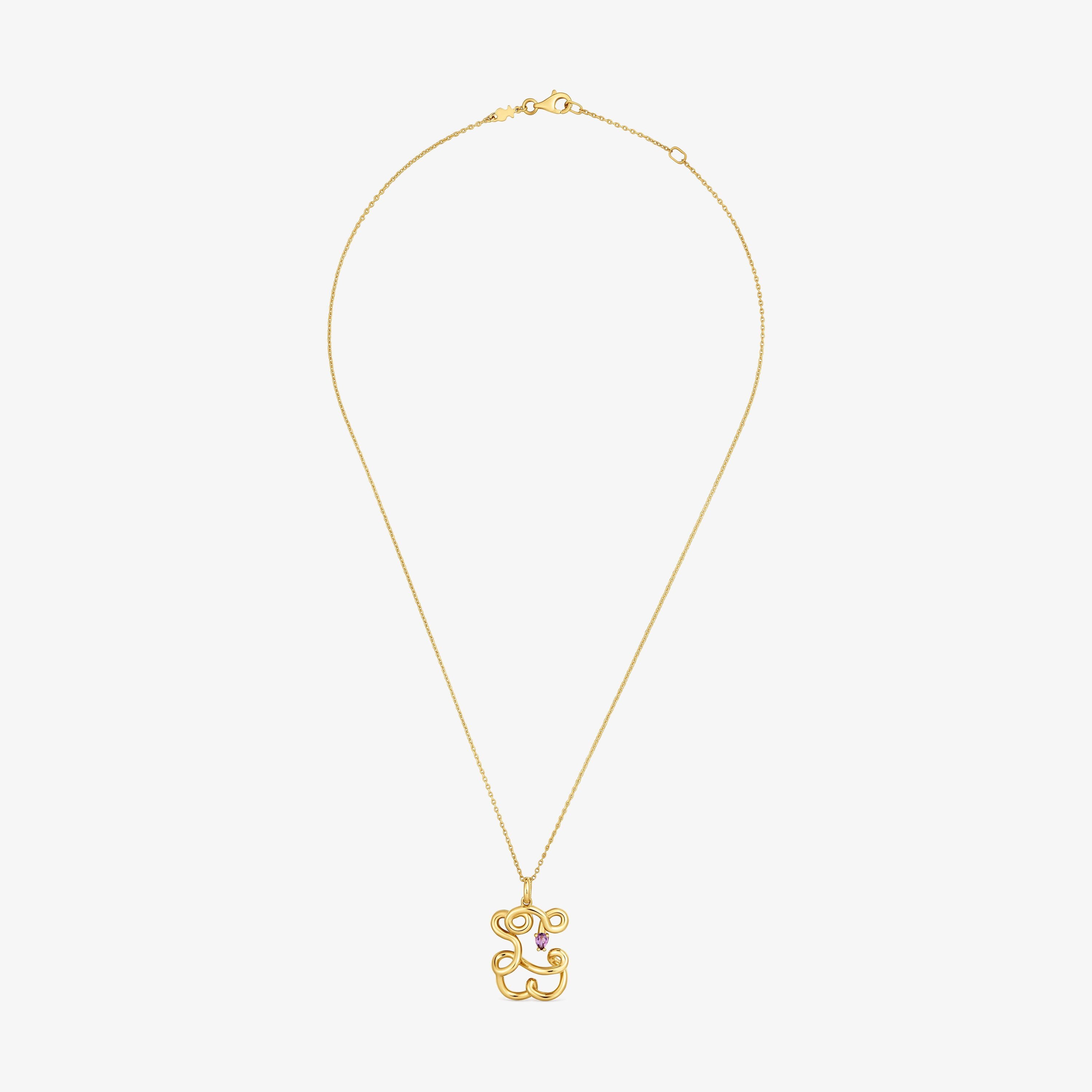 Bear Necklace with 18kt gold vermeil and amethyst TOUS Lio 