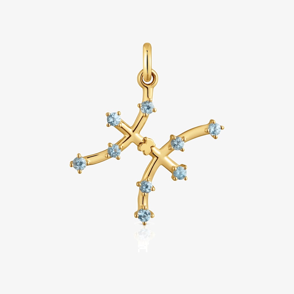 Pendentif Poissons en argent plaqu&eacute; or 18&nbsp;ct et topaze TOUS Zodiaco