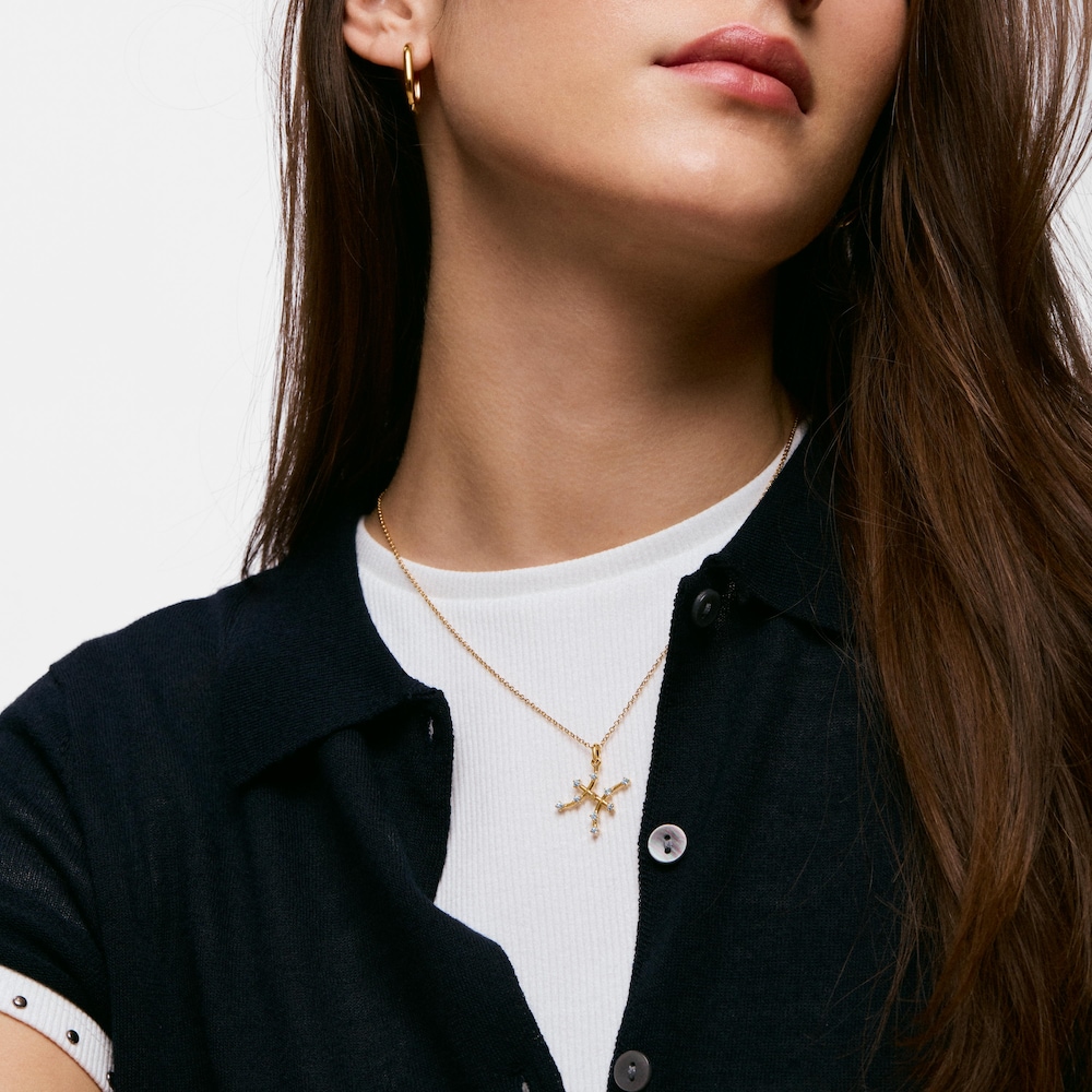 Pendentif Poissons en argent plaqu&eacute; or 18&nbsp;ct et topaze TOUS Zodiaco