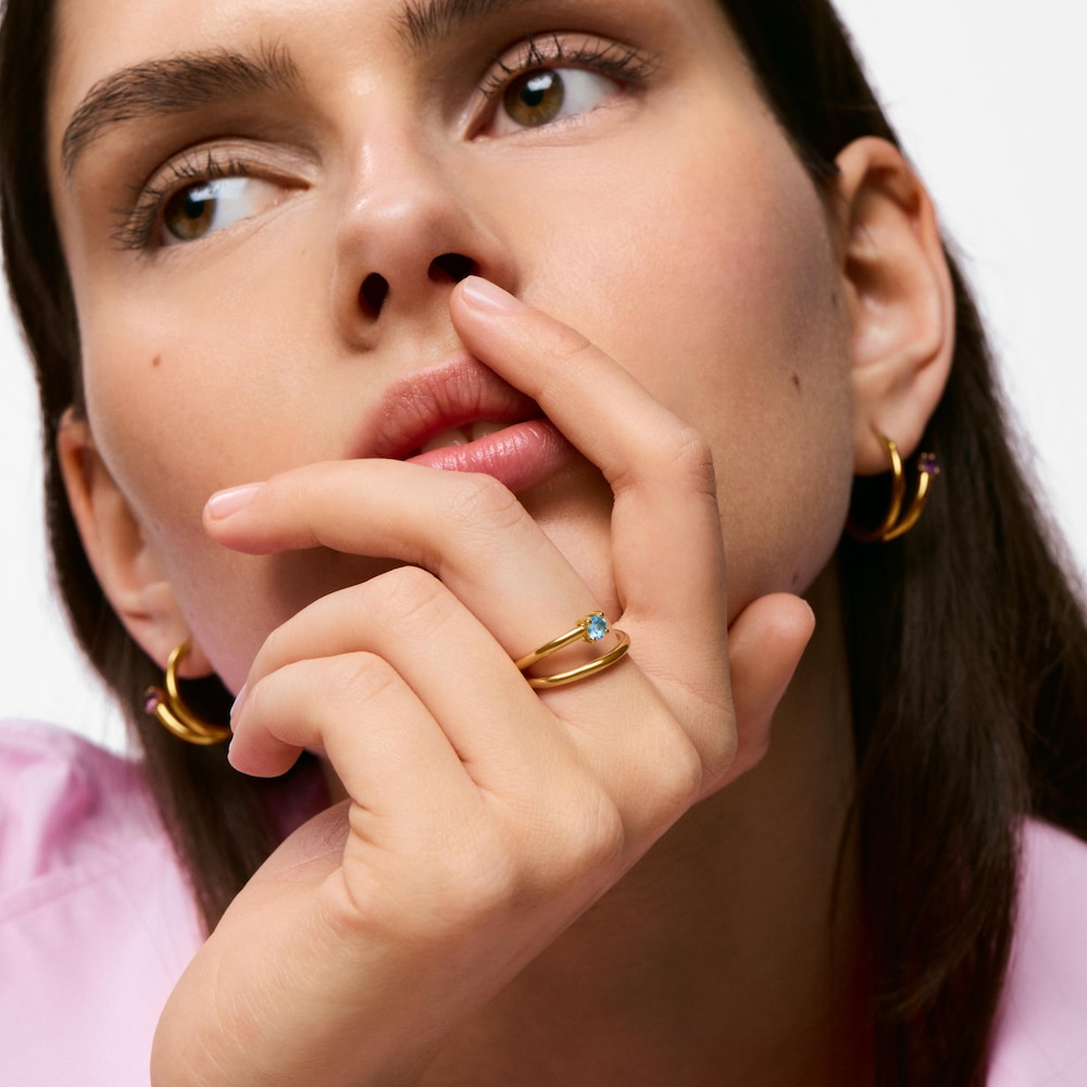 Powlekany 18-karatowym złotem pierścionek z topazem TOUS Lio 