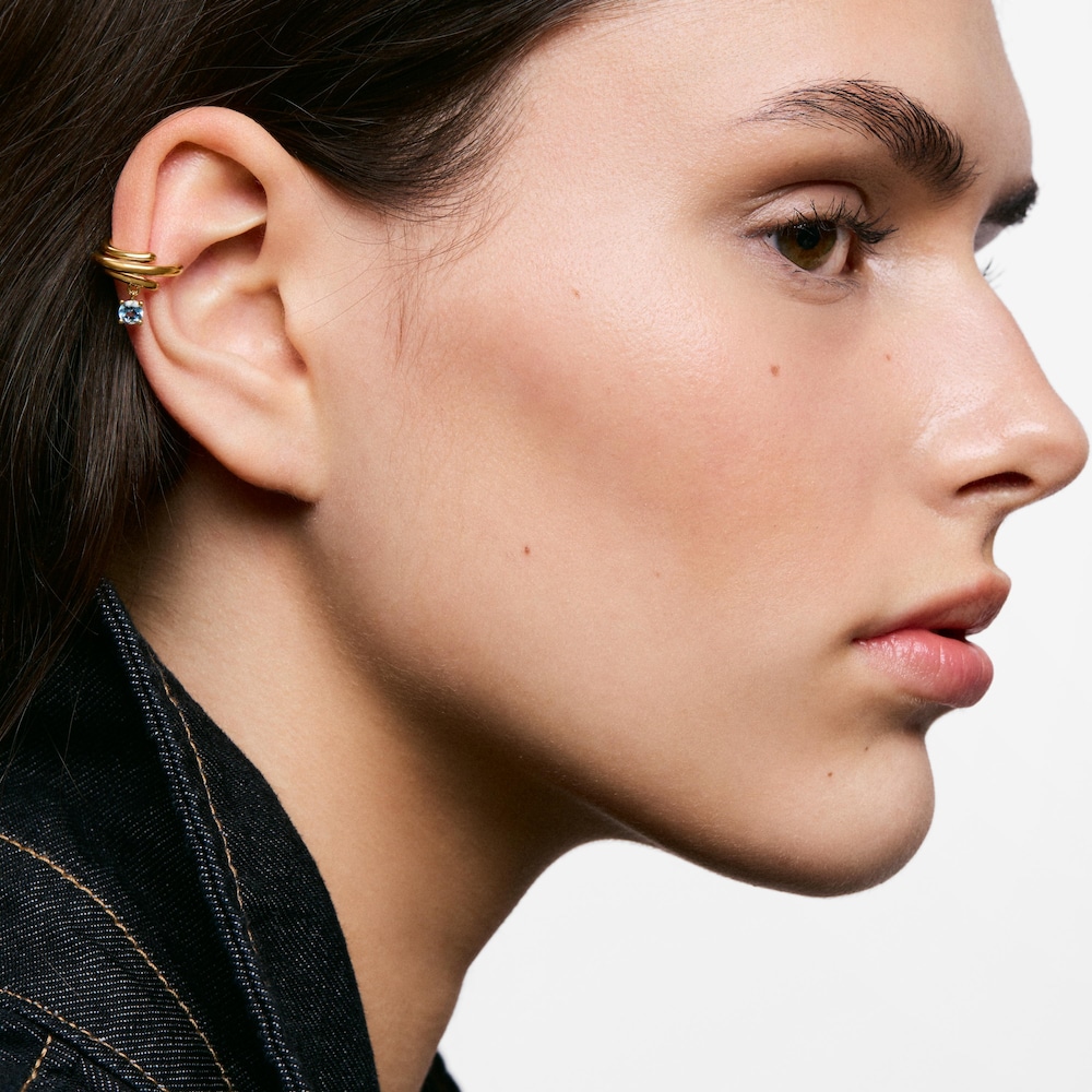 Powlekana 18-karatowym złotem nausznica z topazem TOUS Lio 