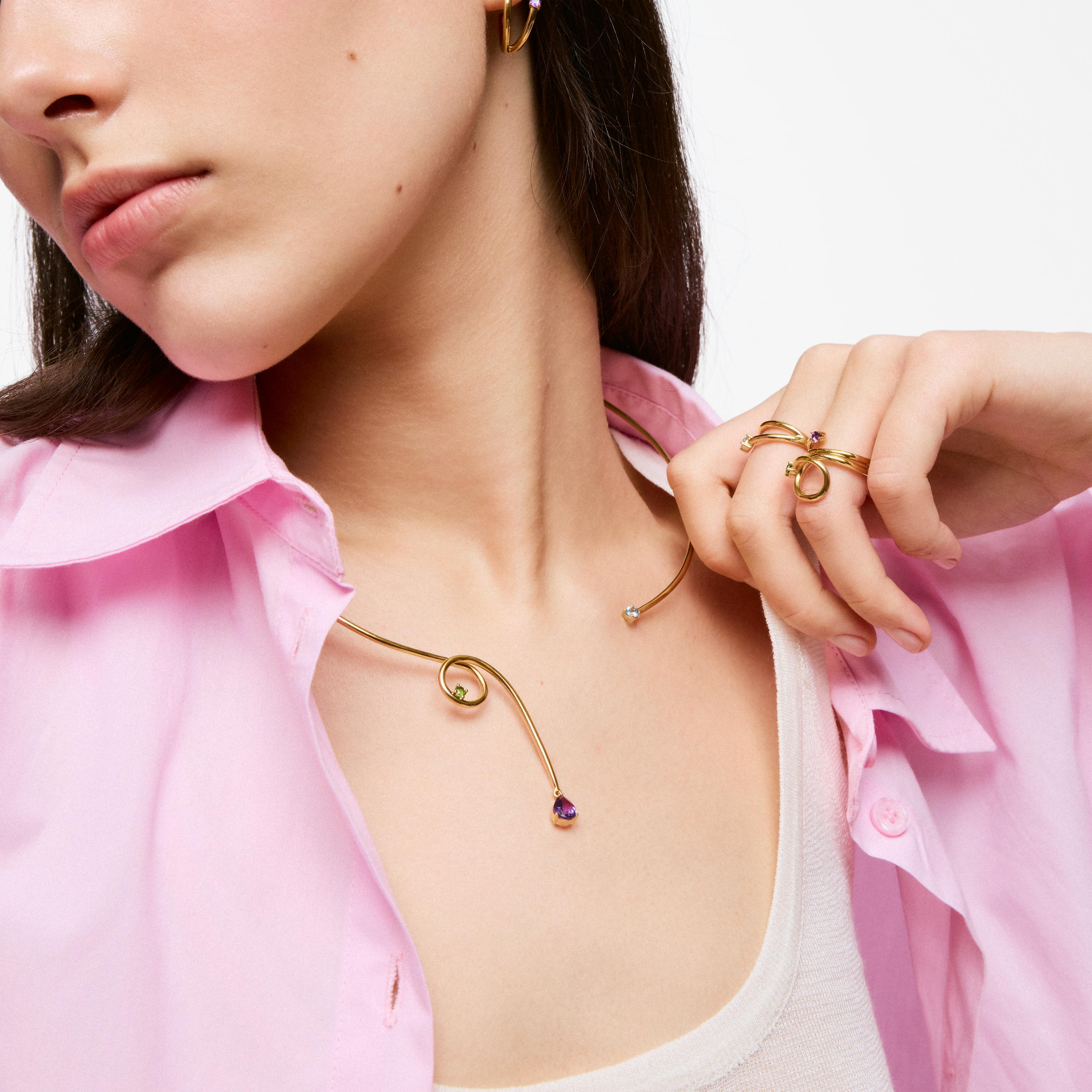 Open Necklace with 18kt gold vermeil and gemstones TOUS Lio 