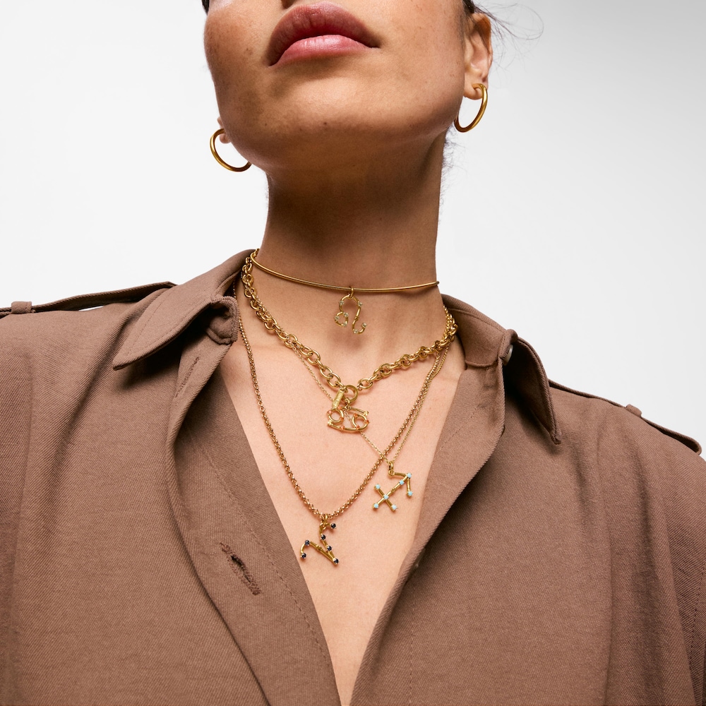 Př&iacute;věsek Beran ze stř&iacute;bra pozlacen&eacute;ho 18kar&aacute;tov&yacute;m zlatem se saf&iacute;rem TOUS Zodiaco