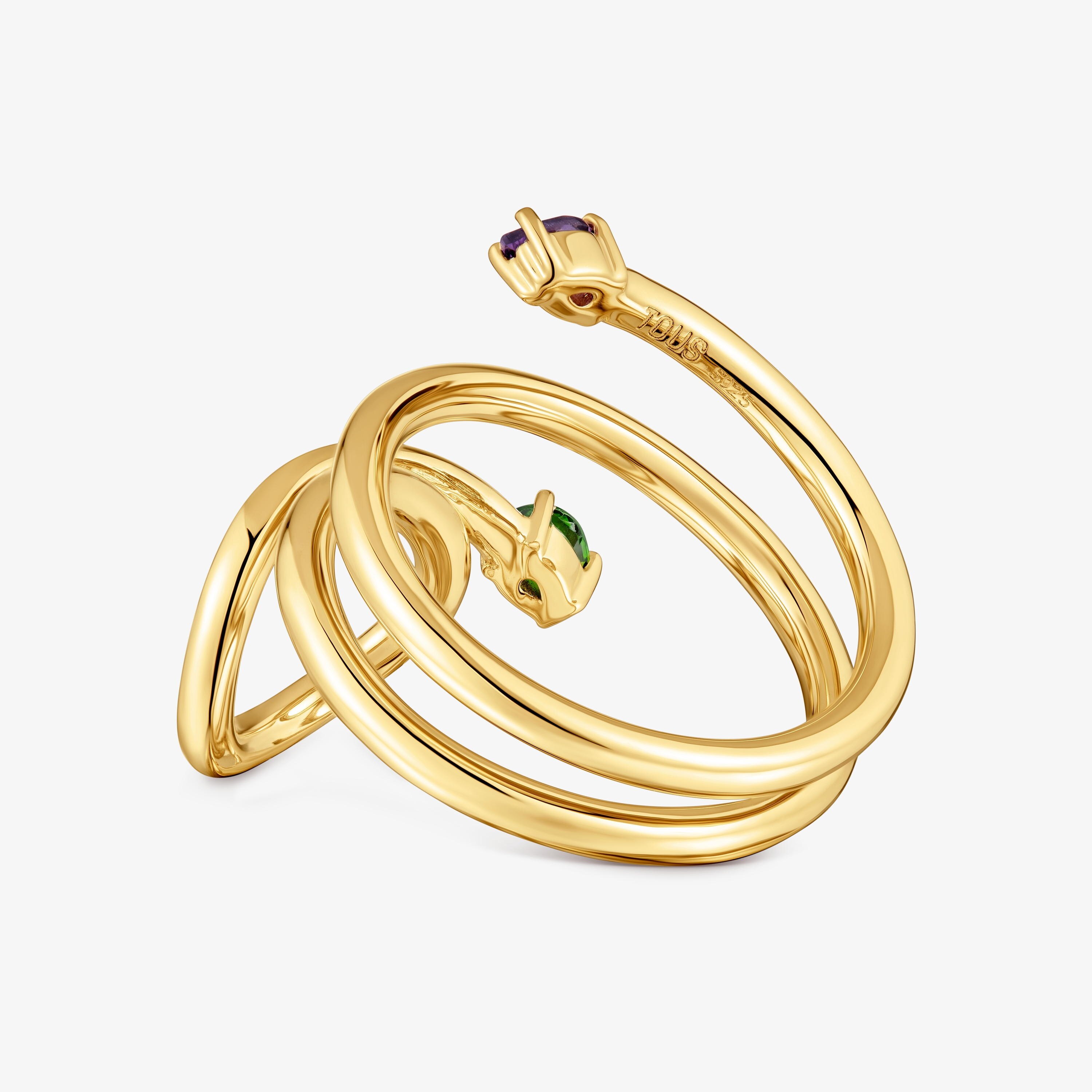 Spiral Ring with 18kt gold vermeil and gemstones TOUS Lio