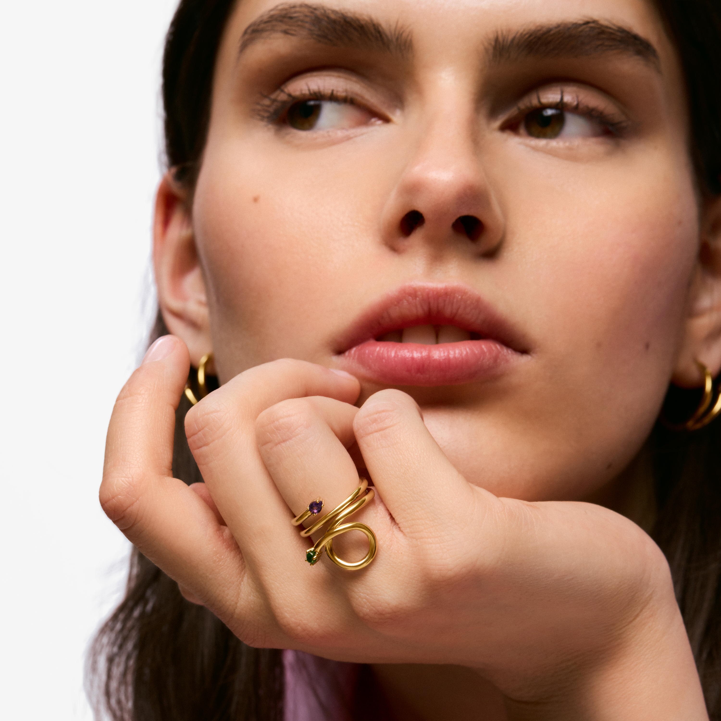 Spiral Ring with 18kt gold vermeil and gemstones TOUS Lio