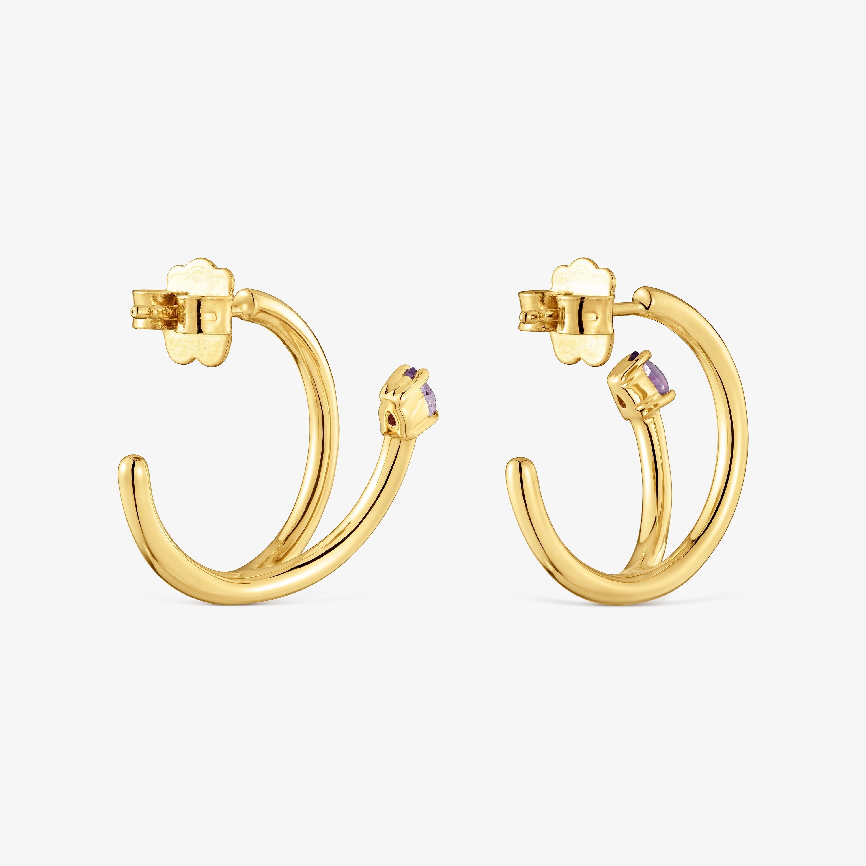 Hoop Earrings with 18kt gold vermeil and gemstones TOUS Lio 