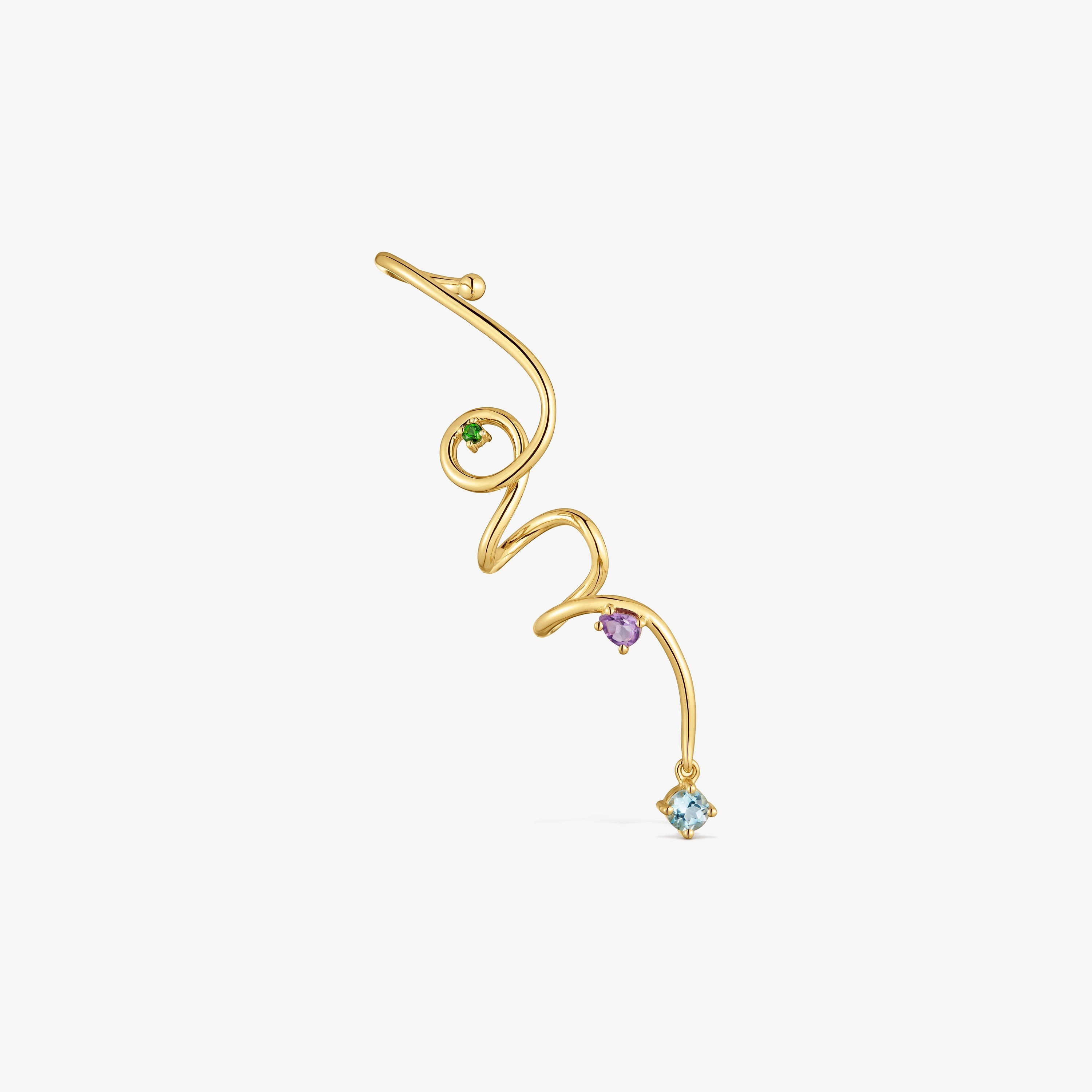 Spiral Earcuff with 18kt gold vermeil and gemstones TOUS Lio 