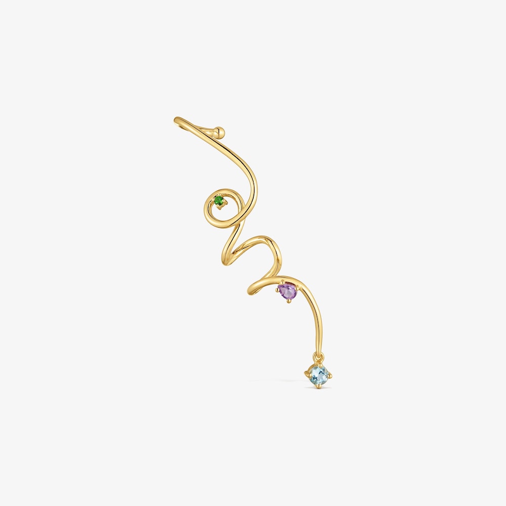 Ear cuff a spirale in argento placcato oro 18&nbsp;kt e pietre preziose TOUS Lio 