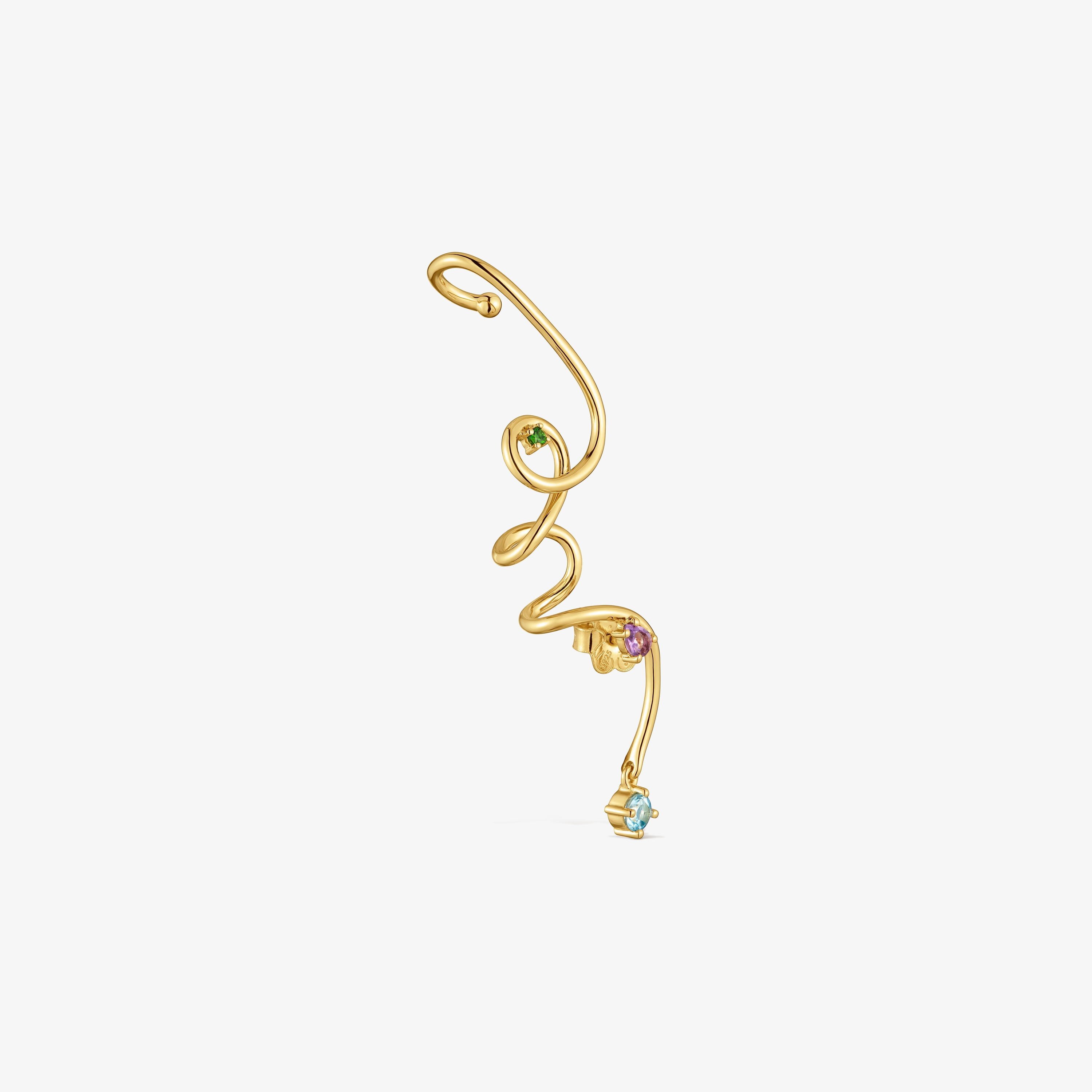 Spiral Earcuff with 18kt gold vermeil and gemstones TOUS Lio 