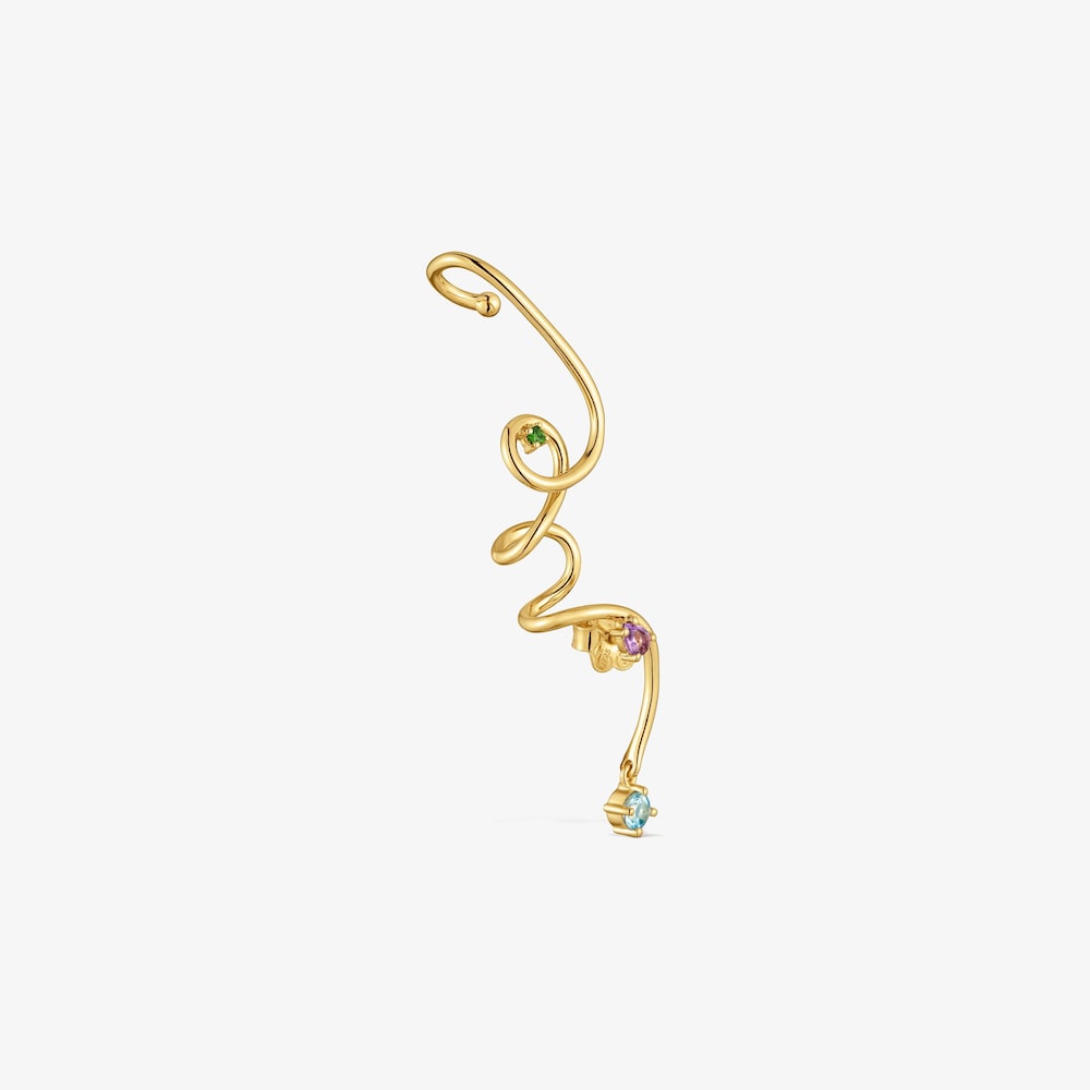 Ear cuff a spirale in argento placcato oro 18&nbsp;kt e pietre preziose TOUS Lio 