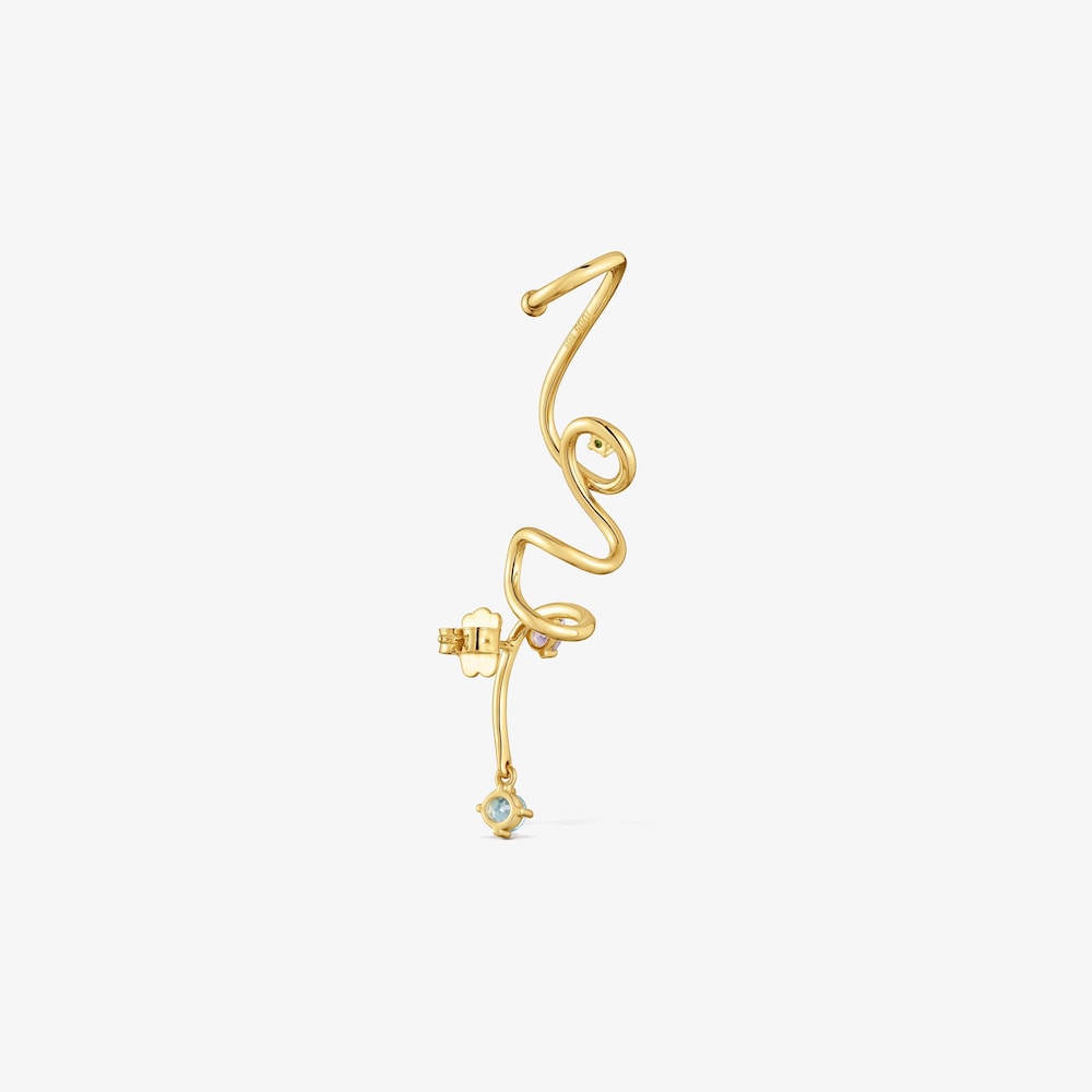 Ear cuff a spirale in argento placcato oro 18&nbsp;kt e pietre preziose TOUS Lio 