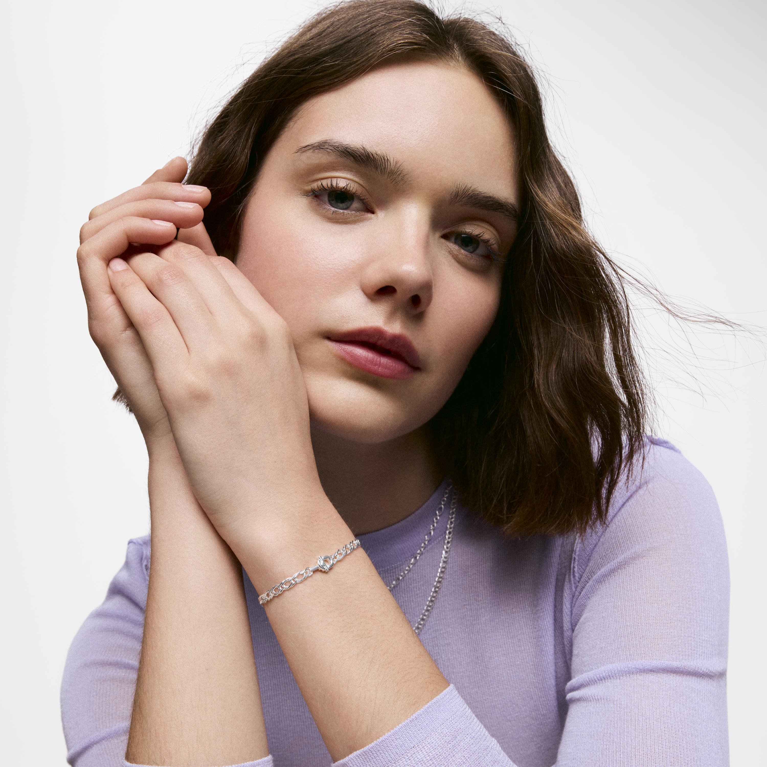 Silver Bracelet with double curb chain TOUS MANIFESTO