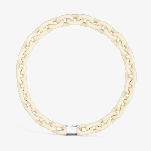 Beige acetate Chain necklace and silver ring TOUS Hold Oval