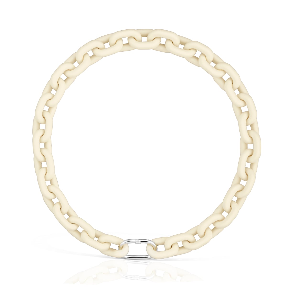 Tous - Collar Cadena De Acetato En Color Beige Y Anilla De Plata Hold Oval - Blanco