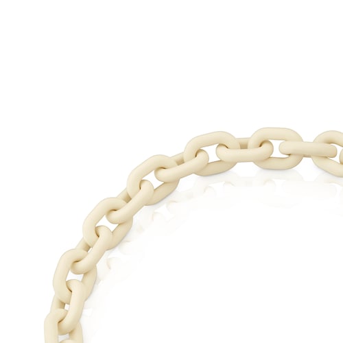 Beige resin Chain necklace and silver ring TOUS Hold Oval