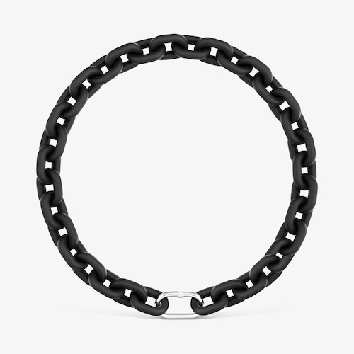 Black acetate Chain necklace and silver ring TOUS Hold Oval