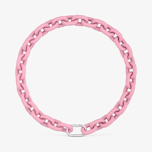 Pink acetate Chain necklace and silver ring TOUS Hold Oval