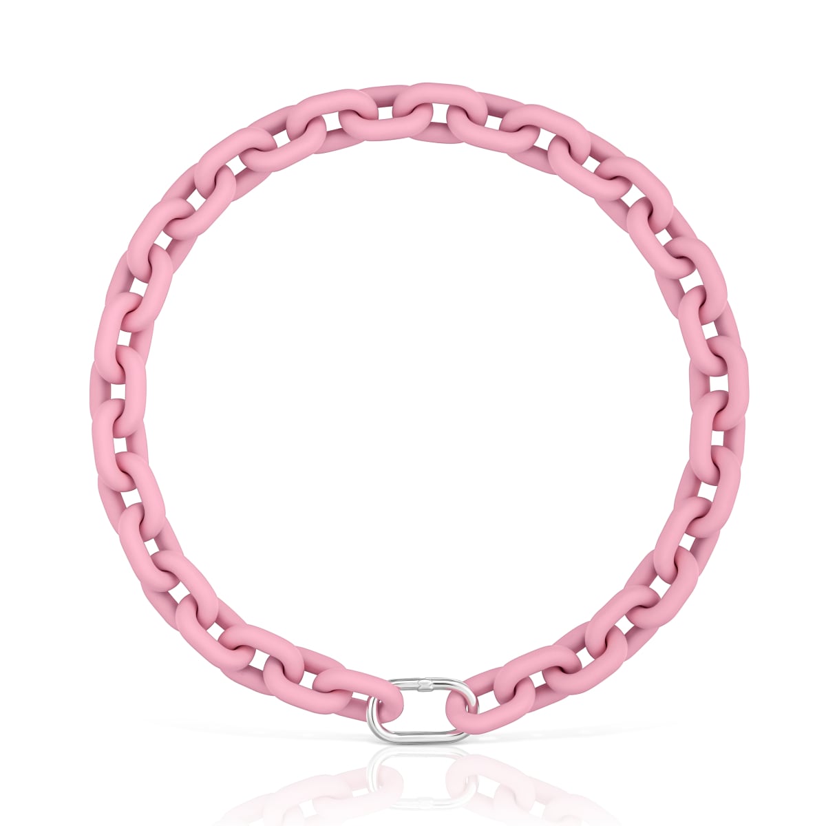 Tous - Collar Cadena De Acetato En Color Rosa Y Anilla De Plata Hold Oval - Rosa